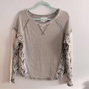 Miss Me Gray Lace Long Sleeve Top